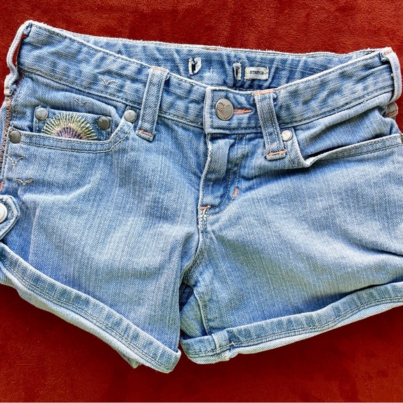 VINTAGE Y2K Tropical Embroidered OLD NAVY Girl’s Denim SHORTS Medium - Picture 12 of 12
